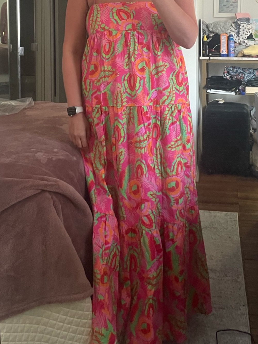 Show Me Your MuMu Pink Floral Print Maxi Dress with Neon Accents - Picture 2 of 3